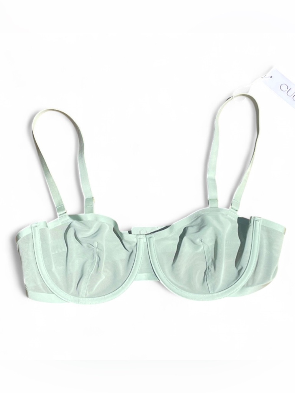 NWT CUUP Sheer Balconette Bra in Celadon